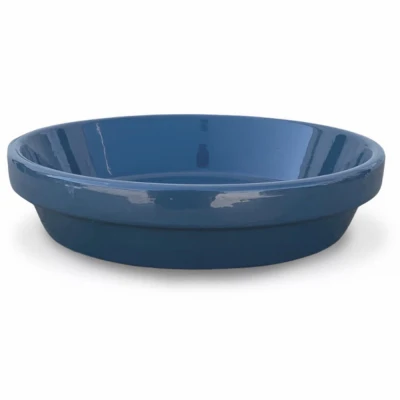 Ceramic Planter Saucer, Slate Blue, 7.75 Inches, Powder Coated Finish