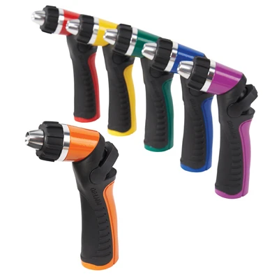 One Touch Spray Hose Nozzle With Adjustable Patterns And Assorted Colors - Model 10-14510