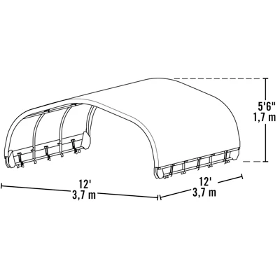 Corral Shelter with Green Water Resistant Cover and Steel Frame, 12 by 12 Feet, Panels Not Included