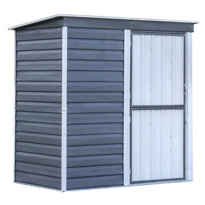 Shed-in-a-box Storage Shed, Galvanized Steel, Charcoal & Cream, 6 X 4 Ft.