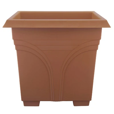 Medallion Deck Box Planter, Terra Cotta Plastic, 15-In.