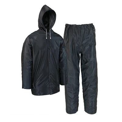 Medium 2-piece Black Pvc Rain Suit - Durable Waterproof Protection