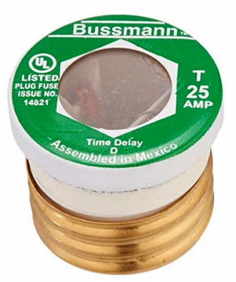 Plug Fuse, Type S, Time Delay, 25-Amp, 2-Pk.
