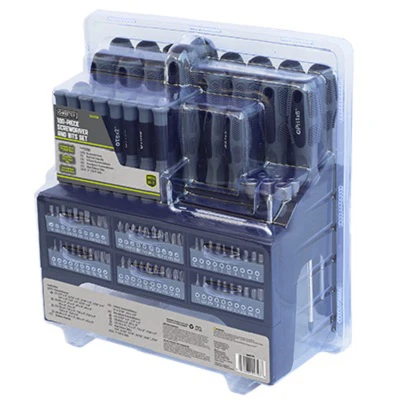 100-Piece Screwdriver and Bit Set with Multiple Bit Types and Sizes