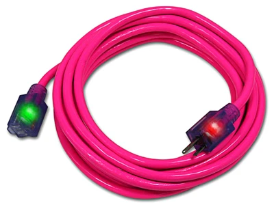 Extension Cord, Pink, 14/3, 50-Ft.