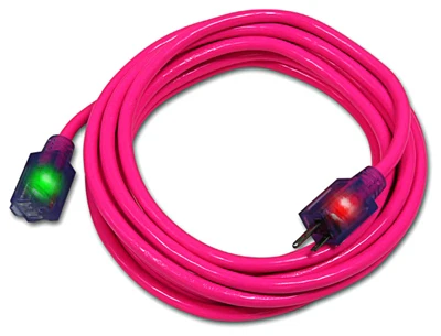 Pink Extension Cord, 12 Gauge 3 Conductor, 25 Feet Length