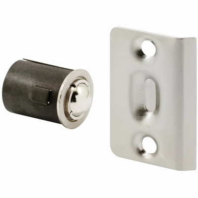 Drive-In Ball Door Catch with Strike, Satin Nickel