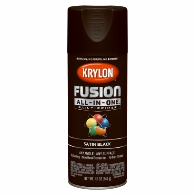 Fusion All-In-One Spray Paint + Primer, Satin Black, 12-oz.