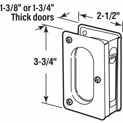 Pocket Door Passage Pull, Bronze Finished Brass, 3 and 3 Quarter by 2 and 1 Half Inches