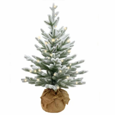Artificial Pre-lit Christmas Tree, Feel Real Snowy Cambridge Fir, 2.5-ft With 35 Led Lights
