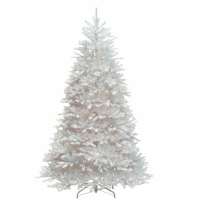 Artificial Pre-Lit Christmas Tree, 500 Clear Lights, Dunhill White Fir, PVC, 7 Ft.