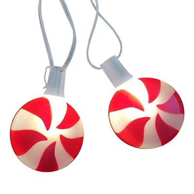 C9 String 20-light Set With Plastic Peppermint Reflectors - 20 Lights, Indoor/outdoor