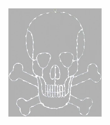 24-Inch Skull and Crossbone LED Halloween Decoration with 190 White Lights