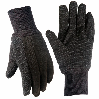 Men's Small Brown Jersey Work Gloves with Non-Slip Dots for Enhanced Grip