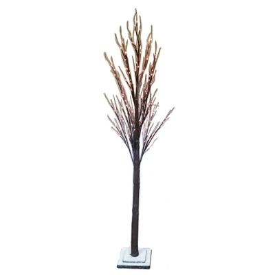 Faux Twig Tree, Snowy Brown, 120 Warm White LED Lights, 6-Ft.