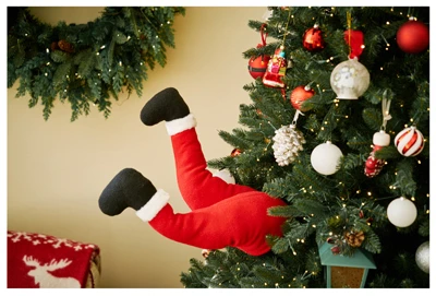 16-Inch Animated Santa Kicker Christmas Decoration with Motion and Light Features