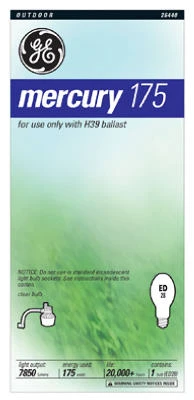 Mercury Vapor Light Bulb, Clear, 175 Watt
