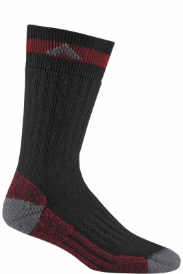 Men's Extra Large Black Boot Sock With Red Highlights - Heavyweight Cushioned Design