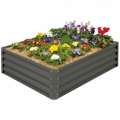 Raised Garden Bed, Slate Gray Metal, 46 x 35 x 12 In.