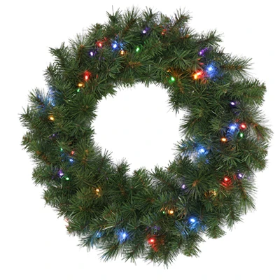 24-inch Christmas Wreath With 50 Multi-color Led Lights And Timer Feature