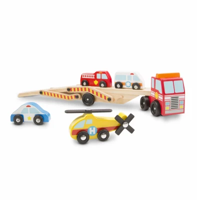 Emergency Vehicle Carrier Wooden Play Set, Ages 3 & Up