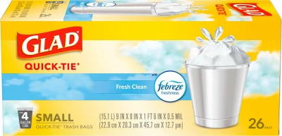 Kitchen Trash Bags, Odor Shield Fresh Scent, Tie Closure, 4 Gallon, 26-Ct.