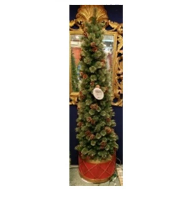 6.5-foot Drum Half Artificial Pre-lit Porch Tree With 200 Clear Lights And Pinecones