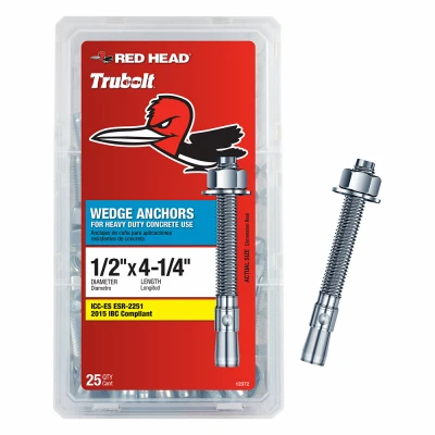 Wedge Anchors, Heavy-Duty, 1/2 x 4-1/4 In. 25-Pk.
