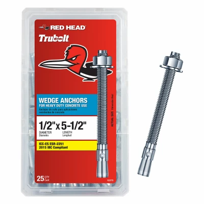 Heavy Duty Wedge Anchors, 1/2 x 5-1/2 In., 25-Pk.