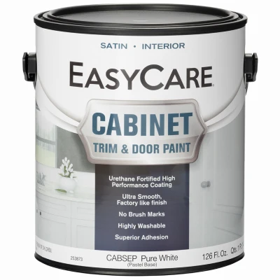 Cabinet Door & Trim Paint, Satin White/Pastel Base, Acrylic Polyurethane, 1 Gallon