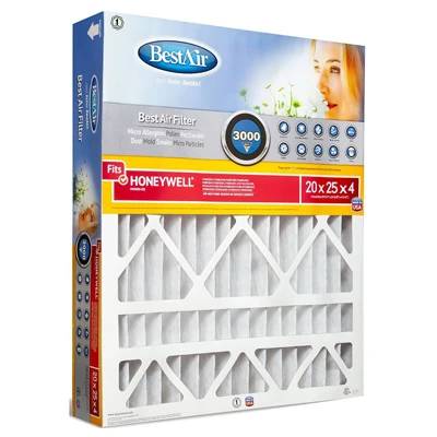 20x25 x 4 In. Honeywell Pleated Air Filter, MERV 13, Electrostatically Charged, 1 Year