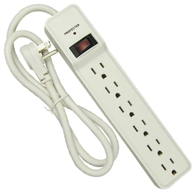 Surge Protector, 6-Outlets, White