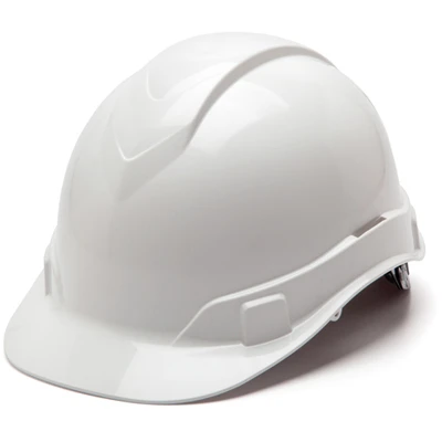 Pyramex Ridgeline Hard Hat, Cap Style, 4 Point Ratchet Suspension, White