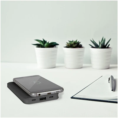 ChargeHubGO Plus Power Bank with Wireless Charging Pad, USB Charging Port, and Two Built-in Charging Cables