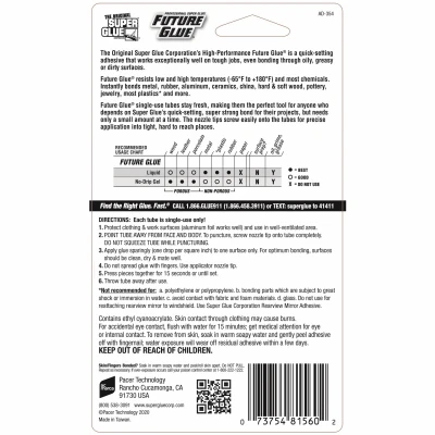 Super Glue Future Glue Liquid, 1 Gram Single Use Tubes, 6-Pk.