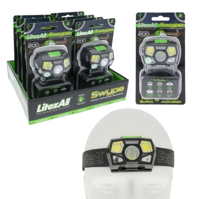 Swype Chip on Board Light Emitting Diode Head Lamp with Six Lighting Modes and USB Rechargeable Battery
