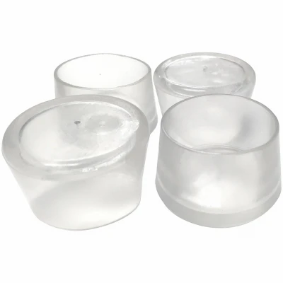 Elastomer Leg Tips, 1-1/2In., Clear, Thermoplastic, 4-Pk