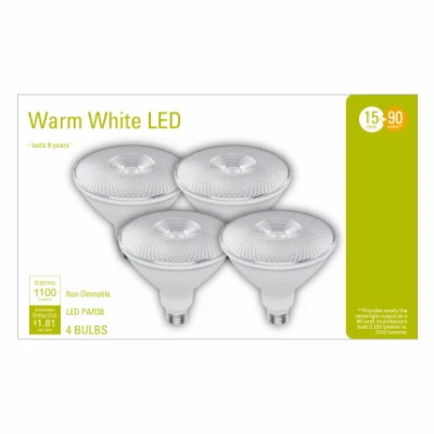 LED Light Bulbs, Warm White, 1,200 Lumens, 15 Watt, 4-Pk.