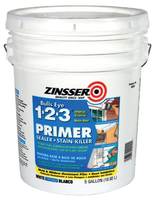 Bulls Eye 1-2-3 Primer, Sealer & Stain Killer, White, 5 Gallon