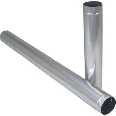 Galvanized Furnace Pipe, 28 Gauge, 4 x 24 In.