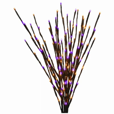36 Inch LED Lighted Branches with 140 Black Purple and Orange Lights