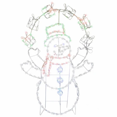 60-inch Juggling Snowman Outdoor Decor With 222 Led Lights And Metal Stand