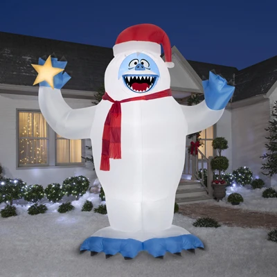 12-foot Inflatable Abominable Snowman With Santa Hat And Scarf