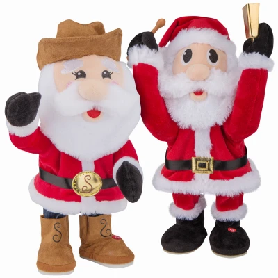 Animated Plush Rockin' Santa, Cowboy & Cowbell Style