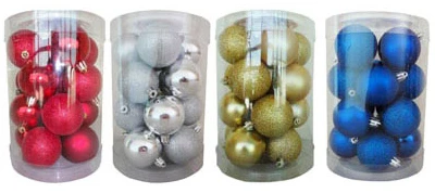 Shatterproof Ornaments, Lime & Blue Assortment, 2.36-In., 16-Ct.