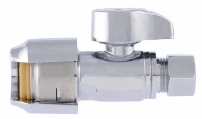Push-Fit Straight Stop Valve, Quarter Turn, 1/2 x 3/8 In. OD, 4-Pk.