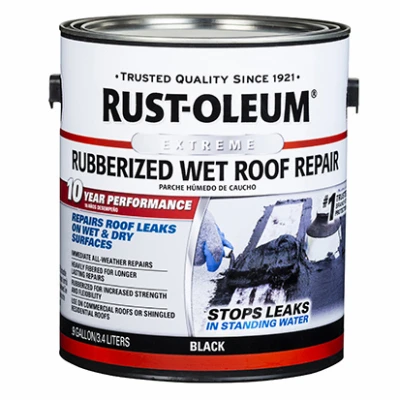 Wet Roof Leak Stop Cement Patch, Black, 1-Gallon