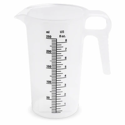 Accu Pour Measuring Pitcher 8 Ounce Food Grade Polypropylene Measures Ounces and Metric