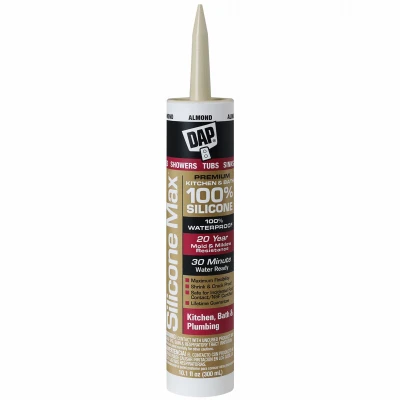 Silicone Max Premium 100% Premium Kitchen and Bath Silicone Sealant, Almond, 10.1-oz.