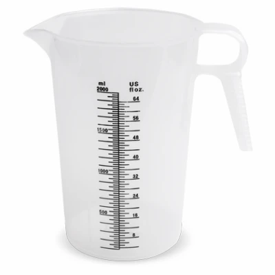 Accu Pour Measuring Pitcher 64 Ounce Food Grade Polypropylene Measures Ounces and Metric
